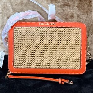 NWT Michael Kors Poppy and Woven Crossbody Bag